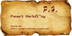 Ponert Harkány névjegykártya